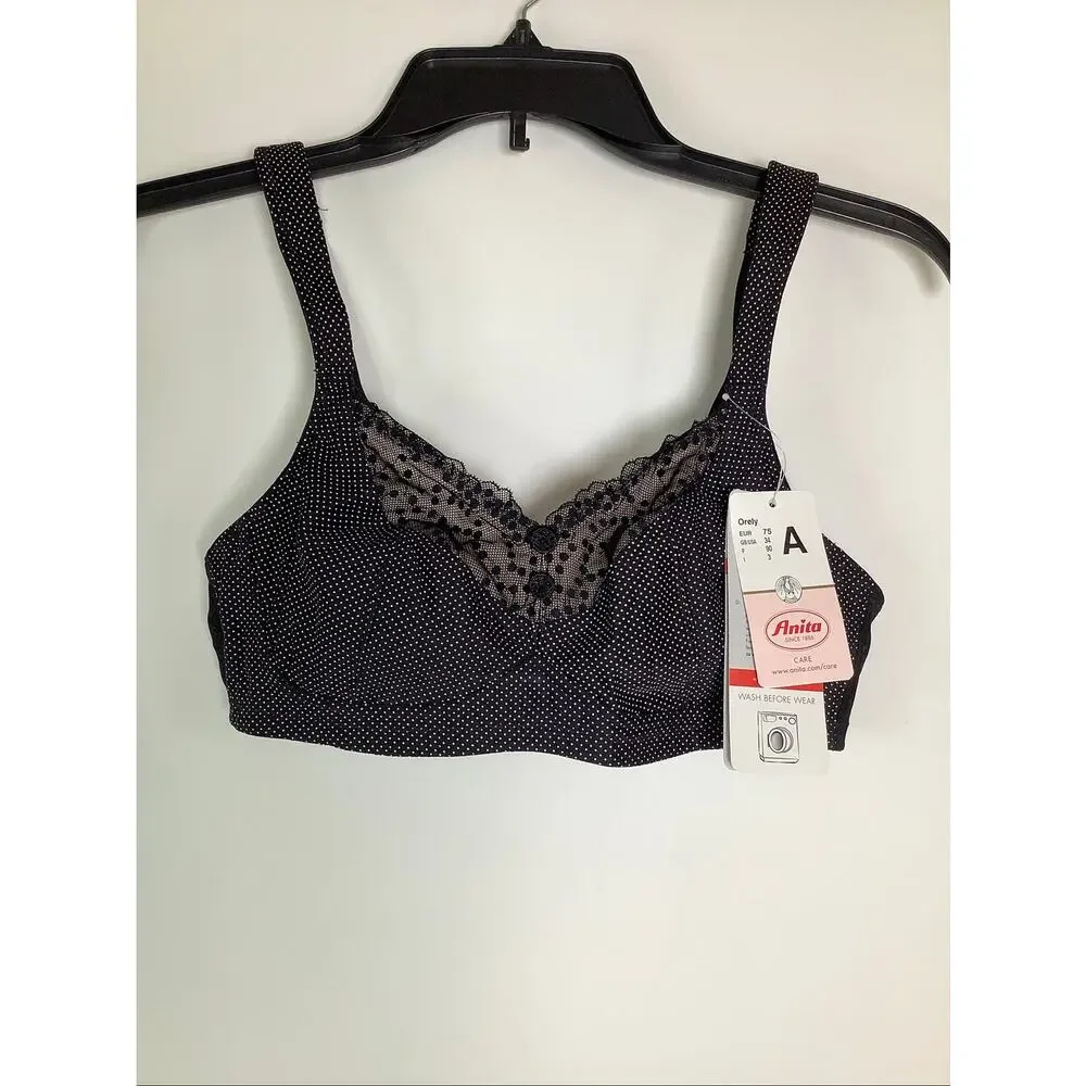Anita Women's 34A Black Orely Support Wire Free Full Coverage Bra Lingerie C12-7